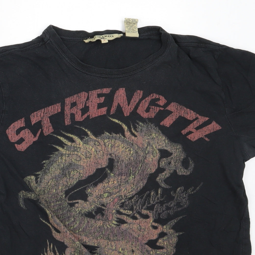 Ed Hardy Mens Black  Cotton  T-Shirt Size M Round Neck
