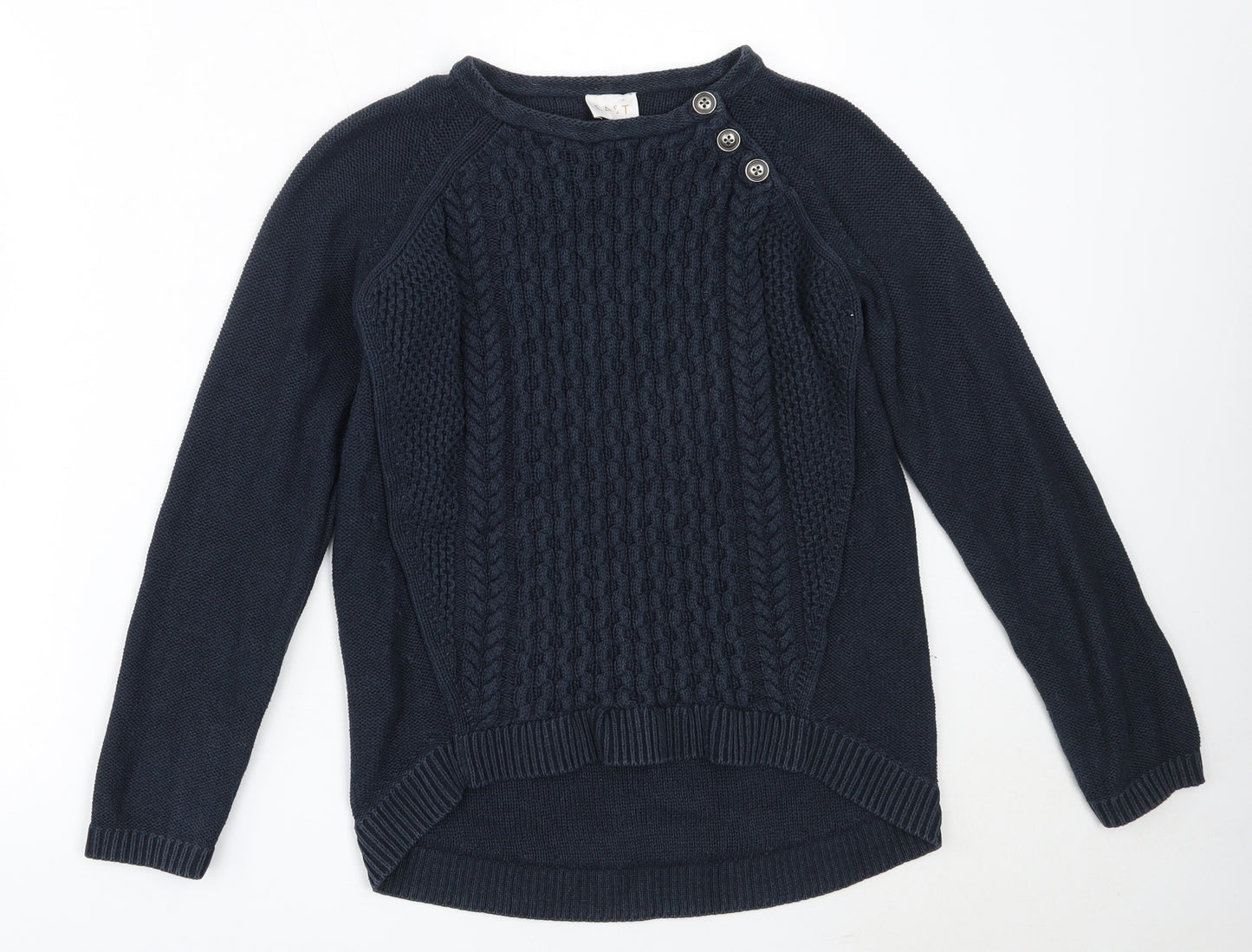 EAST Womens Blue Round Neck  Cotton Pullover Jumper Size S