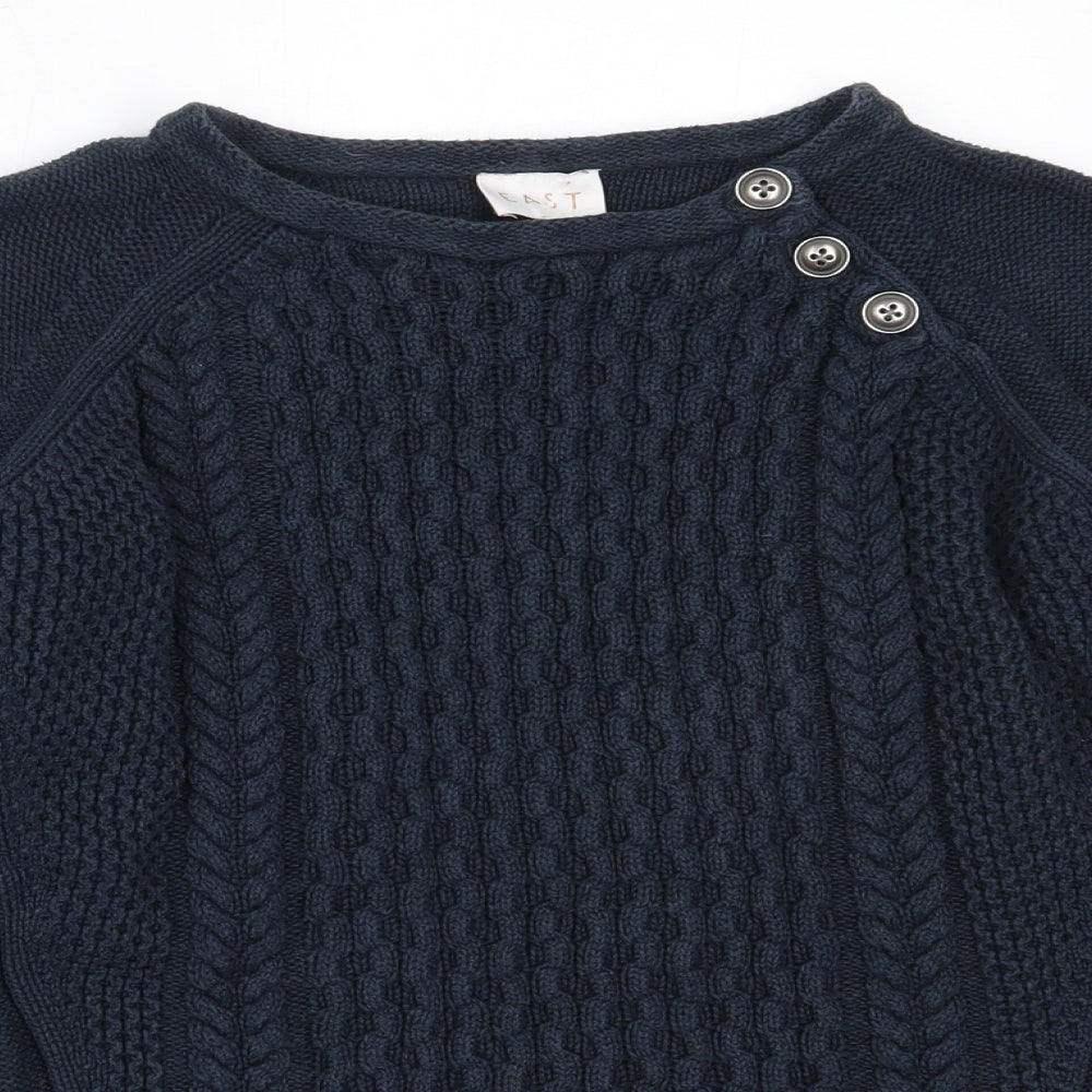 EAST Womens Blue Round Neck  Cotton Pullover Jumper Size S