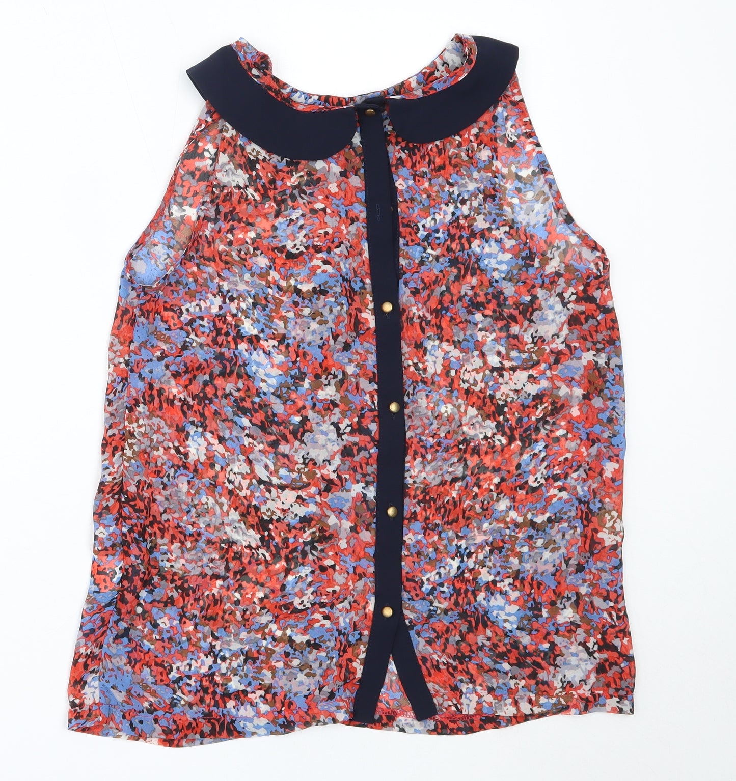 Grace & Mila Womens Red  Polyester Basic Blouse Size S Collared