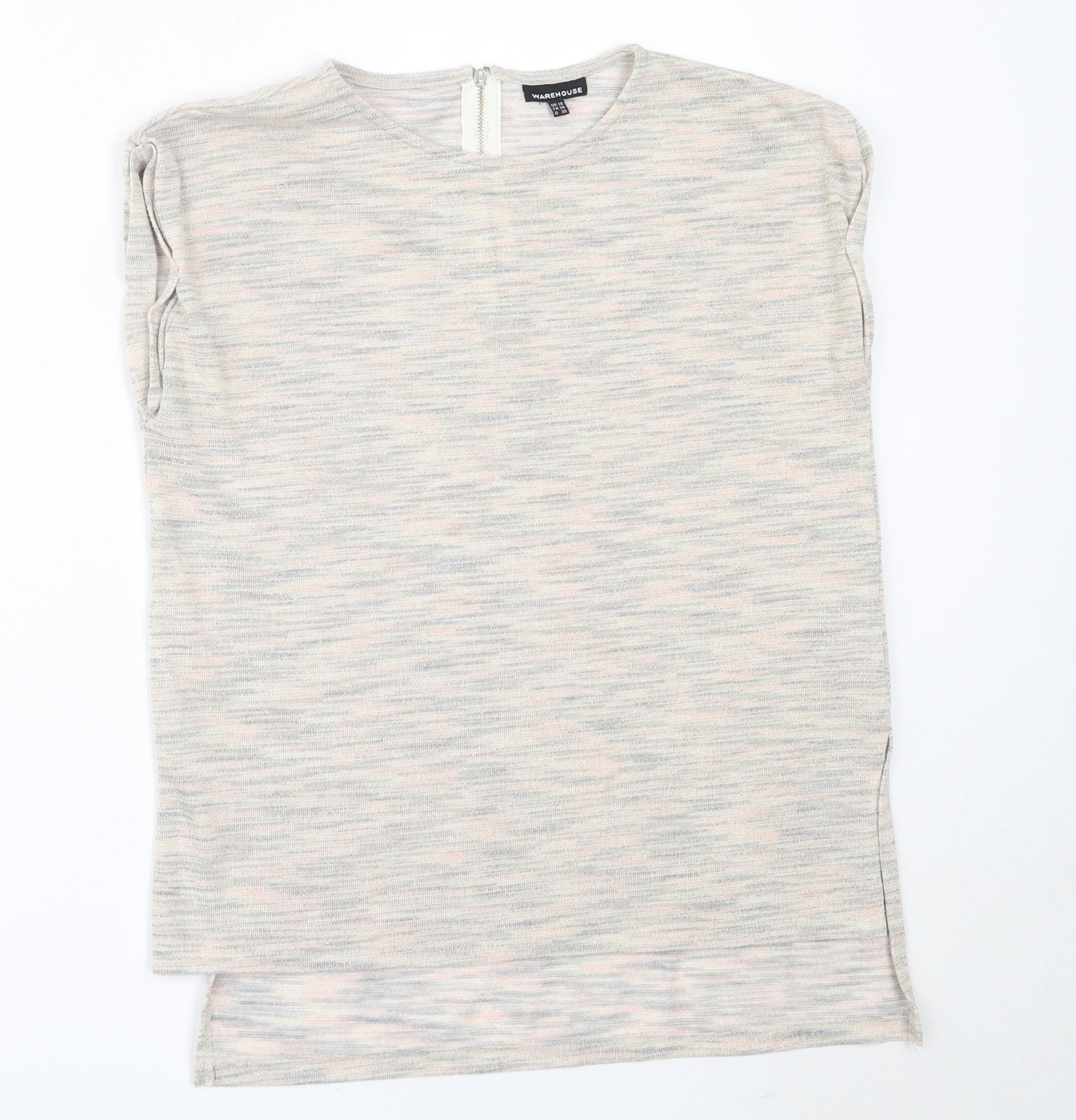 Warehouse Womens Ivory  Polyester Basic T-Shirt Size 10 Round Neck