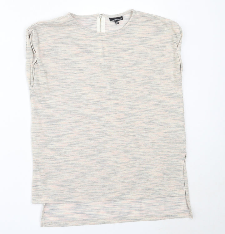 Warehouse Womens Ivory  Polyester Basic T-Shirt Size 10 Round Neck