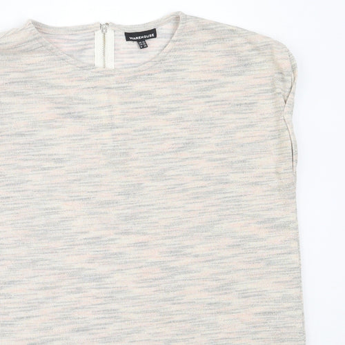 Warehouse Womens Ivory  Polyester Basic T-Shirt Size 10 Round Neck