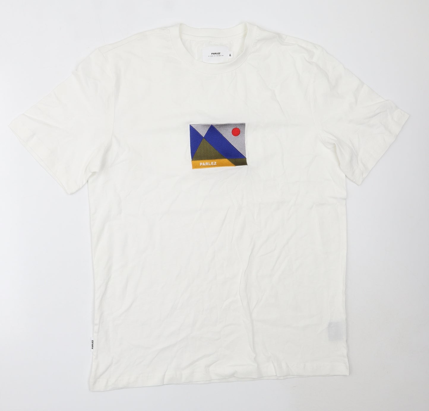 Parlez Mens White  Cotton  T-Shirt Size L Round Neck
