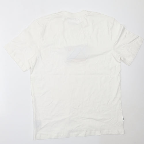 Parlez Mens White  Cotton  T-Shirt Size L Round Neck