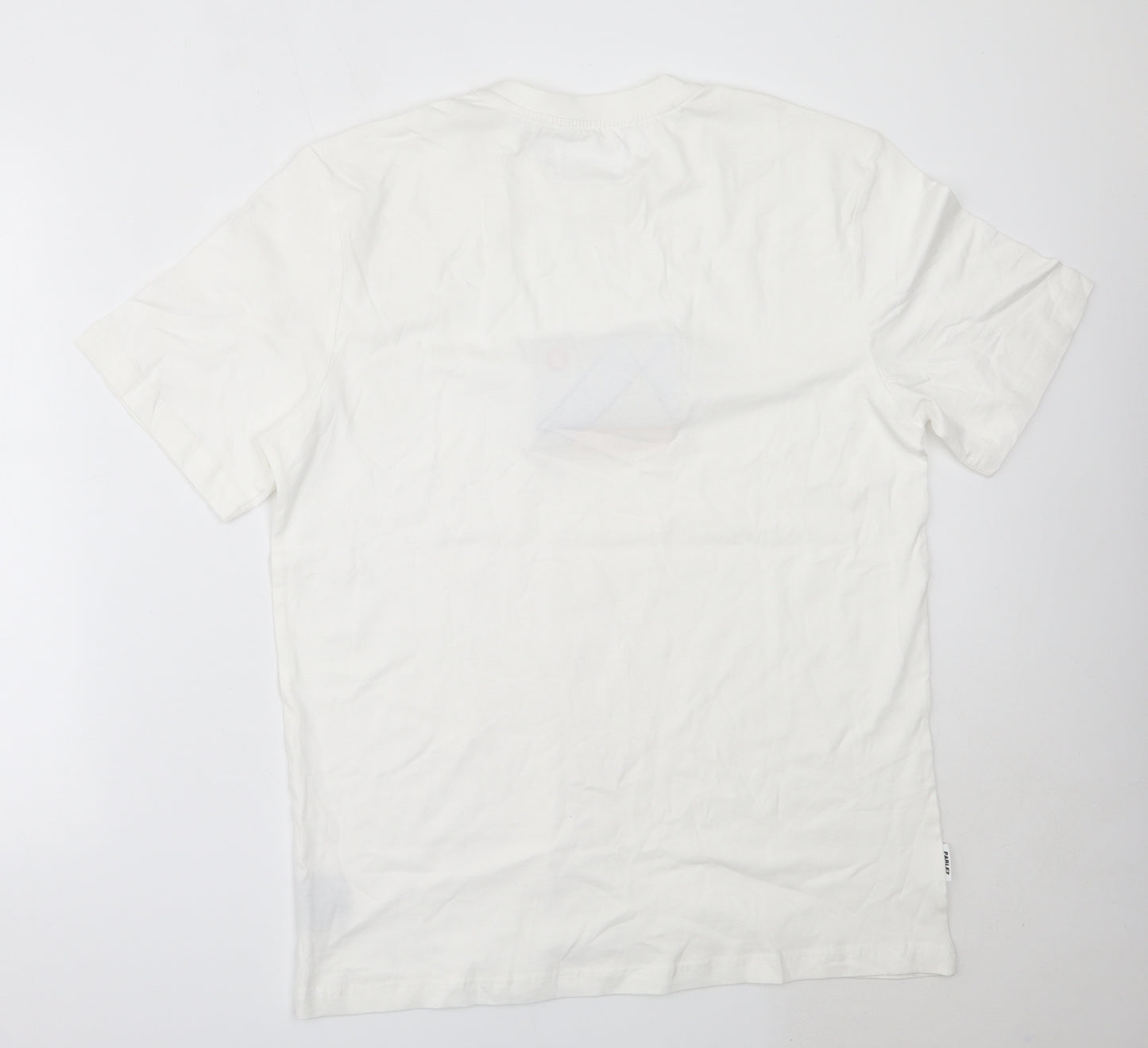 Parlez Mens White  Cotton  T-Shirt Size L Round Neck
