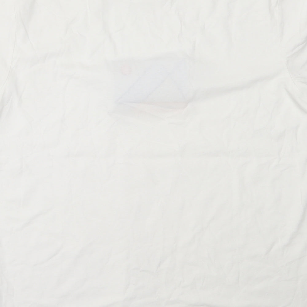 Parlez Mens White  Cotton  T-Shirt Size L Round Neck