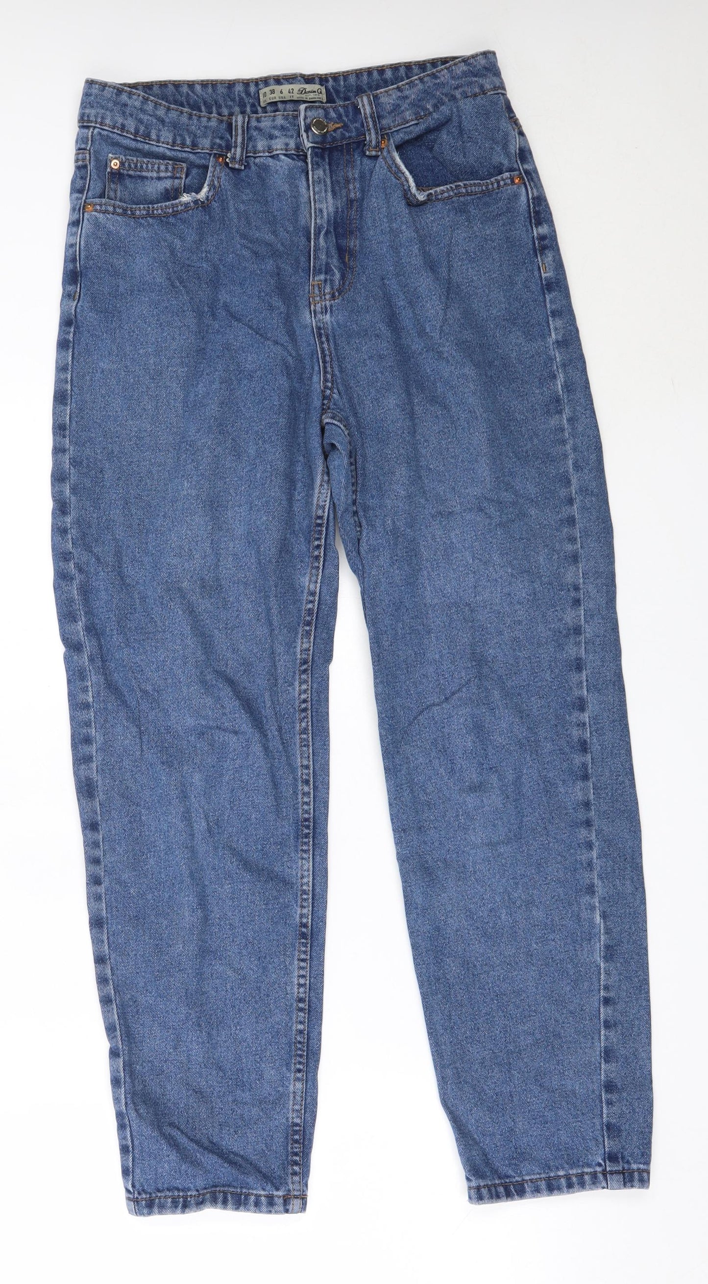 Primark Womens Blue  Cotton Straight Jeans Size 10 L27 in Regular