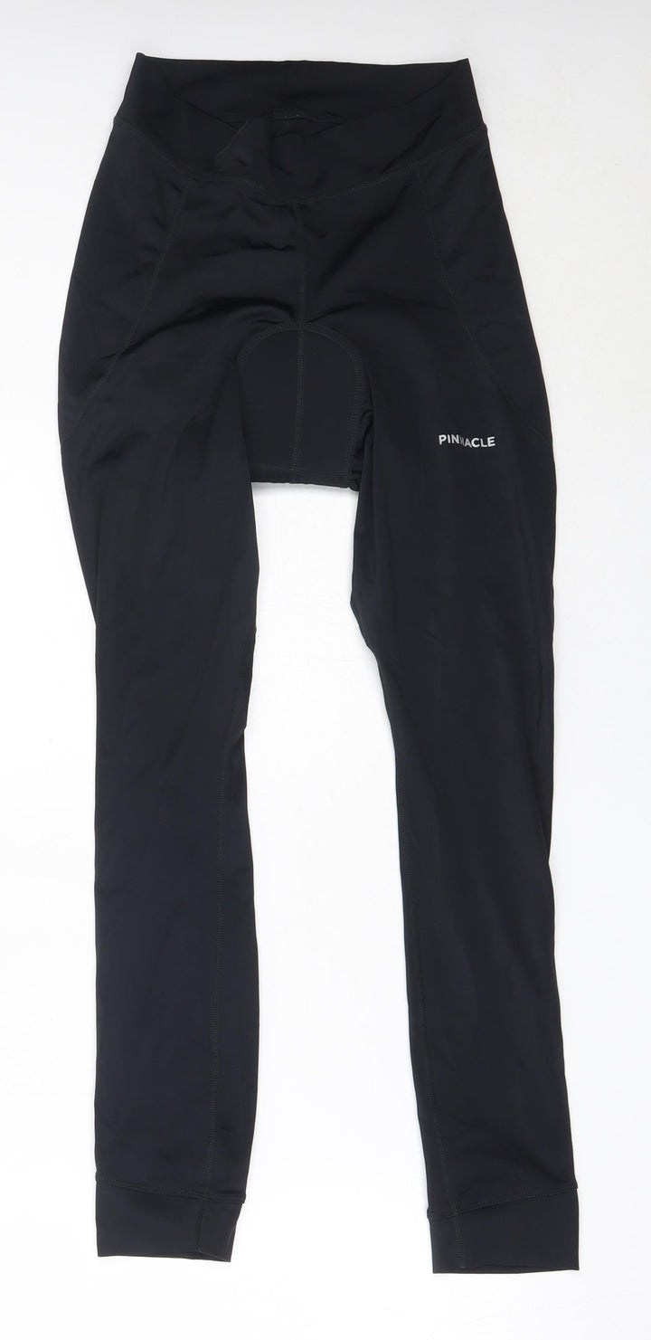 Pinnacle Womens Black Polyester Capri Leggings Size 10 Regular