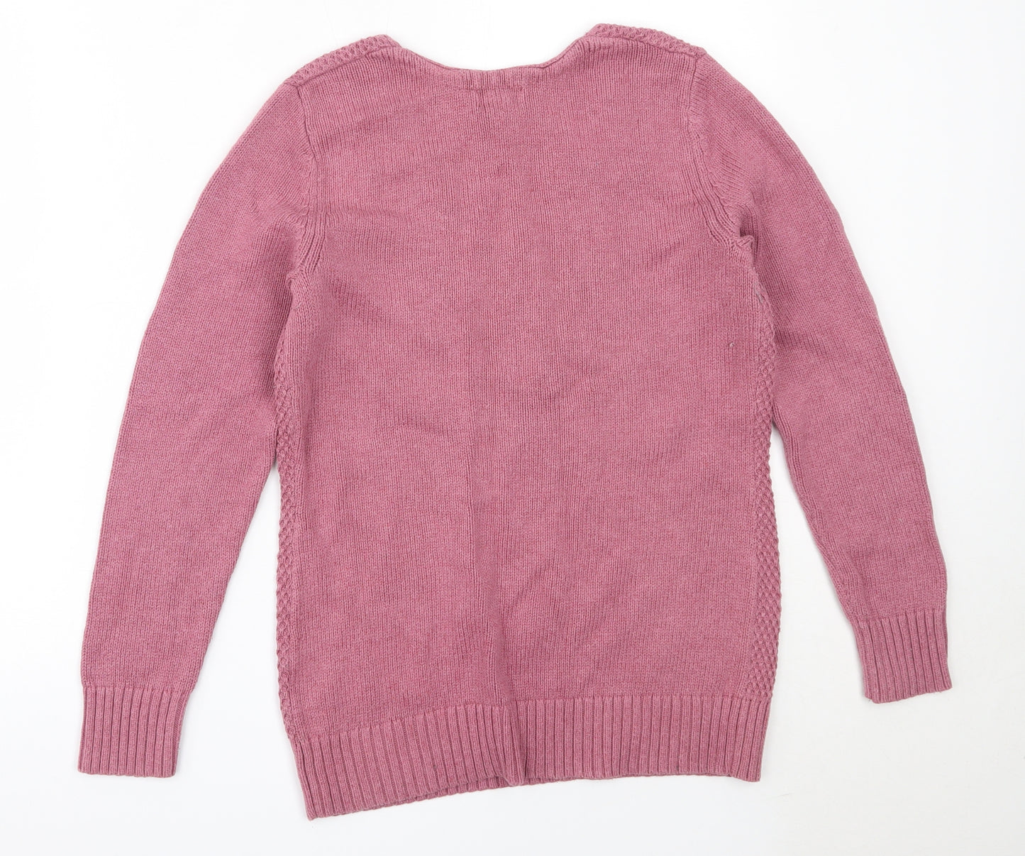 Kenar Womens Pink V-Neck  Cotton Pullover Jumper Size L