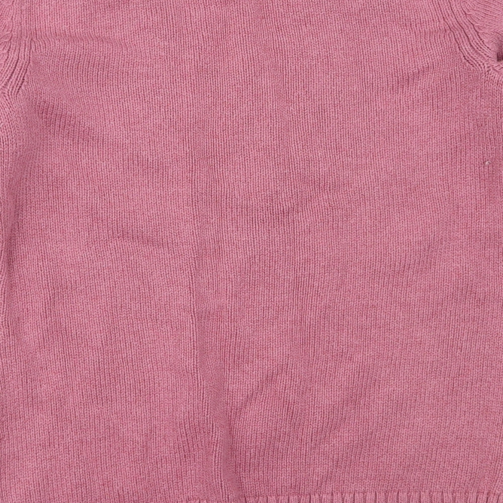 Kenar Womens Pink V-Neck  Cotton Pullover Jumper Size L
