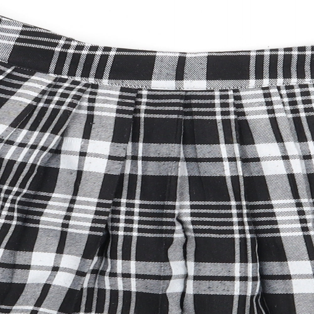 PRETTYLITTLETHING Womens Black Check Polyester Skater Skirt Size 12
