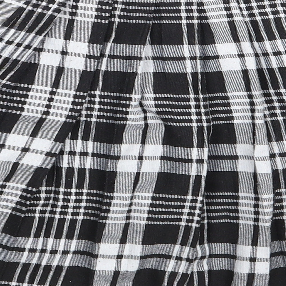PRETTYLITTLETHING Womens Black Check Polyester Skater Skirt Size 12
