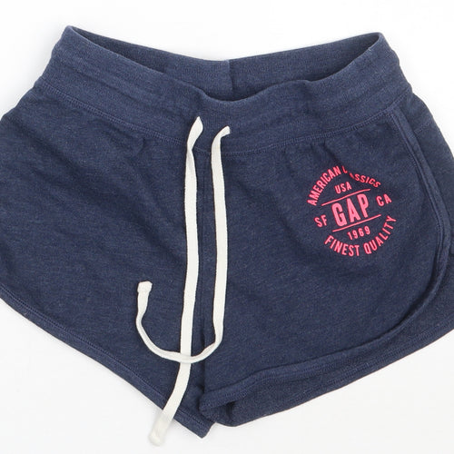 Gap Girls Blue  Cotton Sweat Shorts Size 6-7 Years  Regular Tie