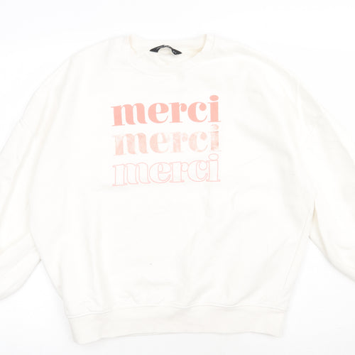 F&F Womens White  Cotton Pullover Sweatshirt Size 8  Pullover - merci