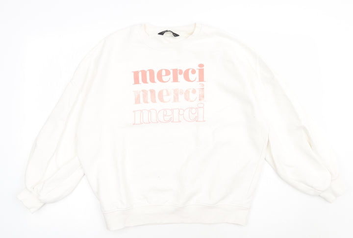 F&F Womens White  Cotton Pullover Sweatshirt Size 8  Pullover - merci