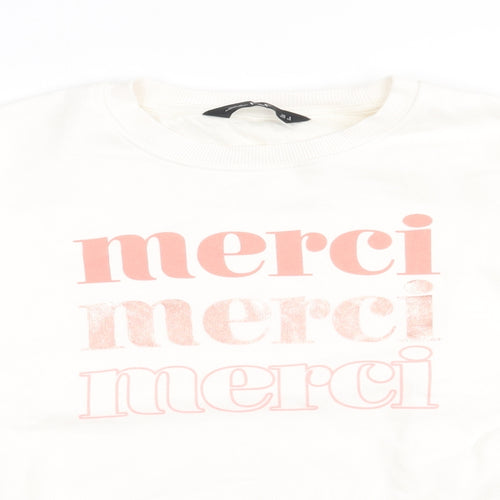 F&F Womens White  Cotton Pullover Sweatshirt Size 8  Pullover - merci