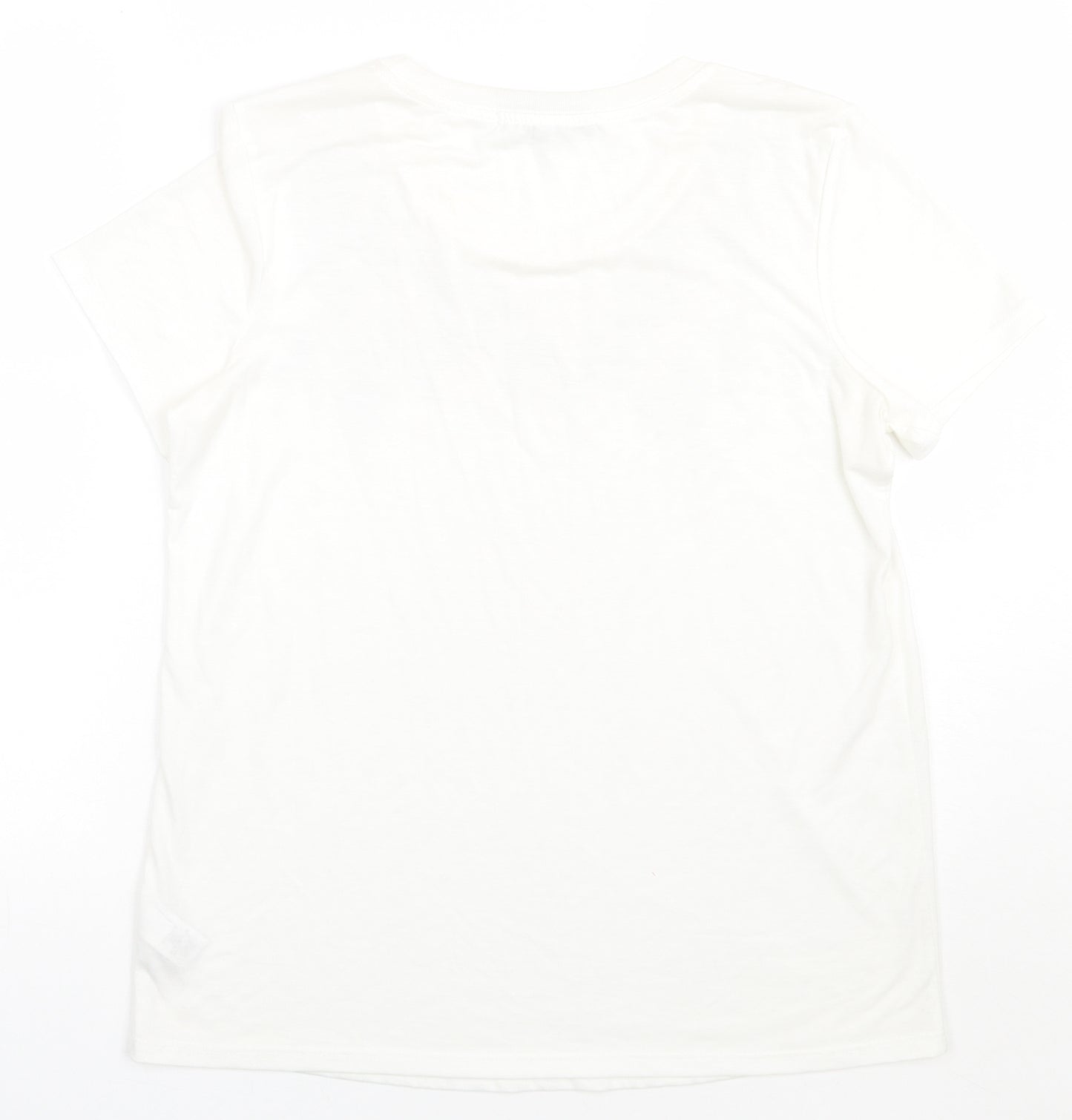 NEXT Womens White Fair Isle Viscose Basic T-Shirt Size 12 Crew Neck - Sequin detail