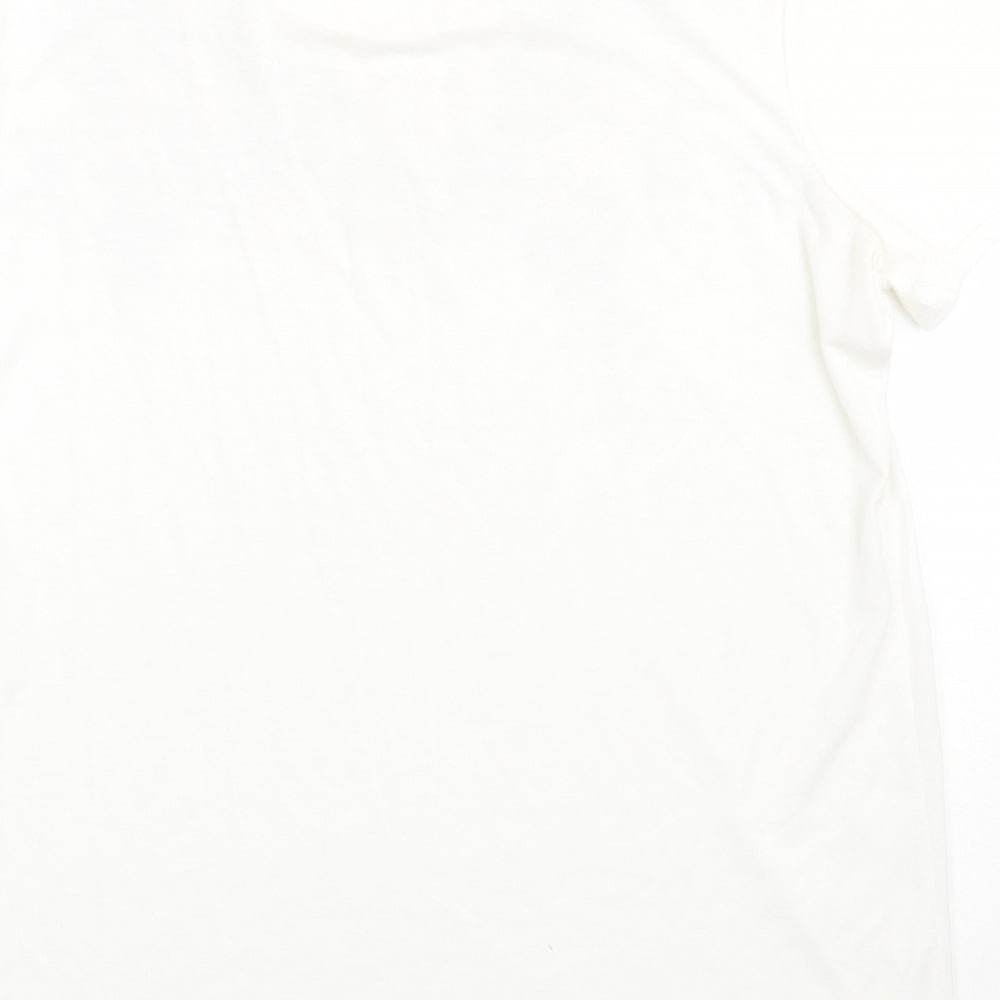 NEXT Womens White Fair Isle Viscose Basic T-Shirt Size 12 Crew Neck - Sequin detail