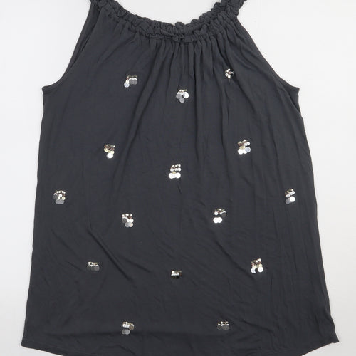 NEXT Womens Grey Polka Dot Viscose Basic Tank Size 12 Crew Neck - Sequin detail