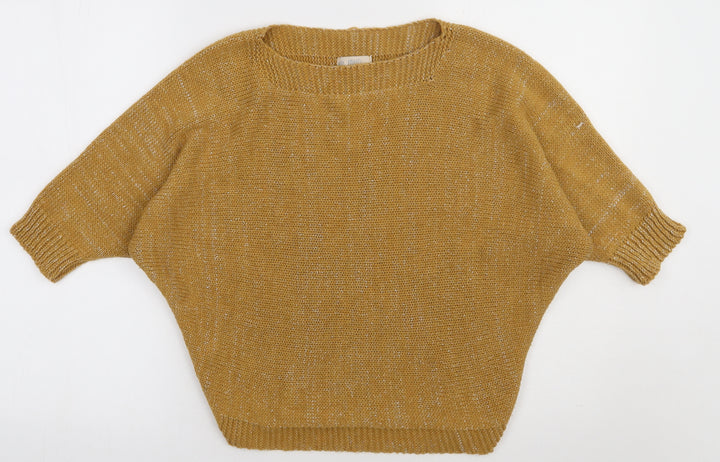 Amanti Womens Yellow Acrylic Pullover Sweatshirt Size S Pullover