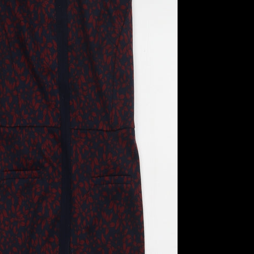 sainsburys Womens Red Geometric Polyester Bodycon  Size 12  V-Neck Pullover