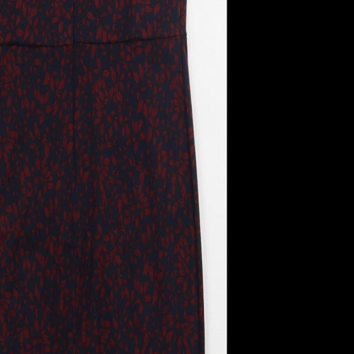 sainsburys Womens Red Geometric Polyester Bodycon  Size 12  V-Neck Pullover