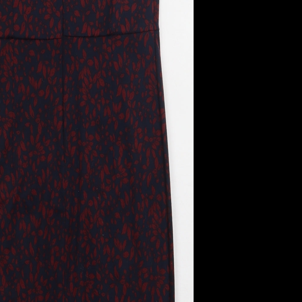 sainsburys Womens Red Geometric Polyester Bodycon  Size 12  V-Neck Pullover