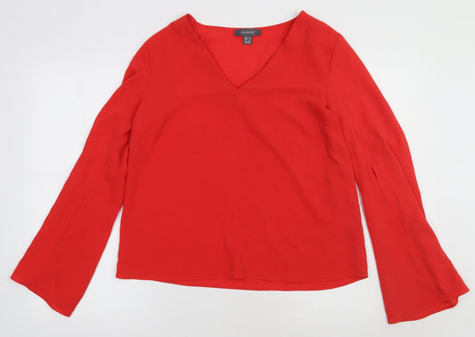 Front view of Primark women’s pink polyester basic blouse, size UK 12, v-neck