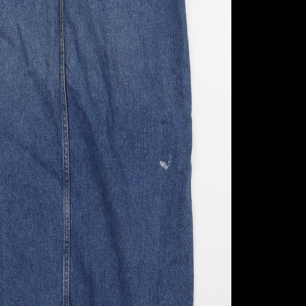 River Island Womens Blue  Cotton A-Line Skirt Size 10   Button