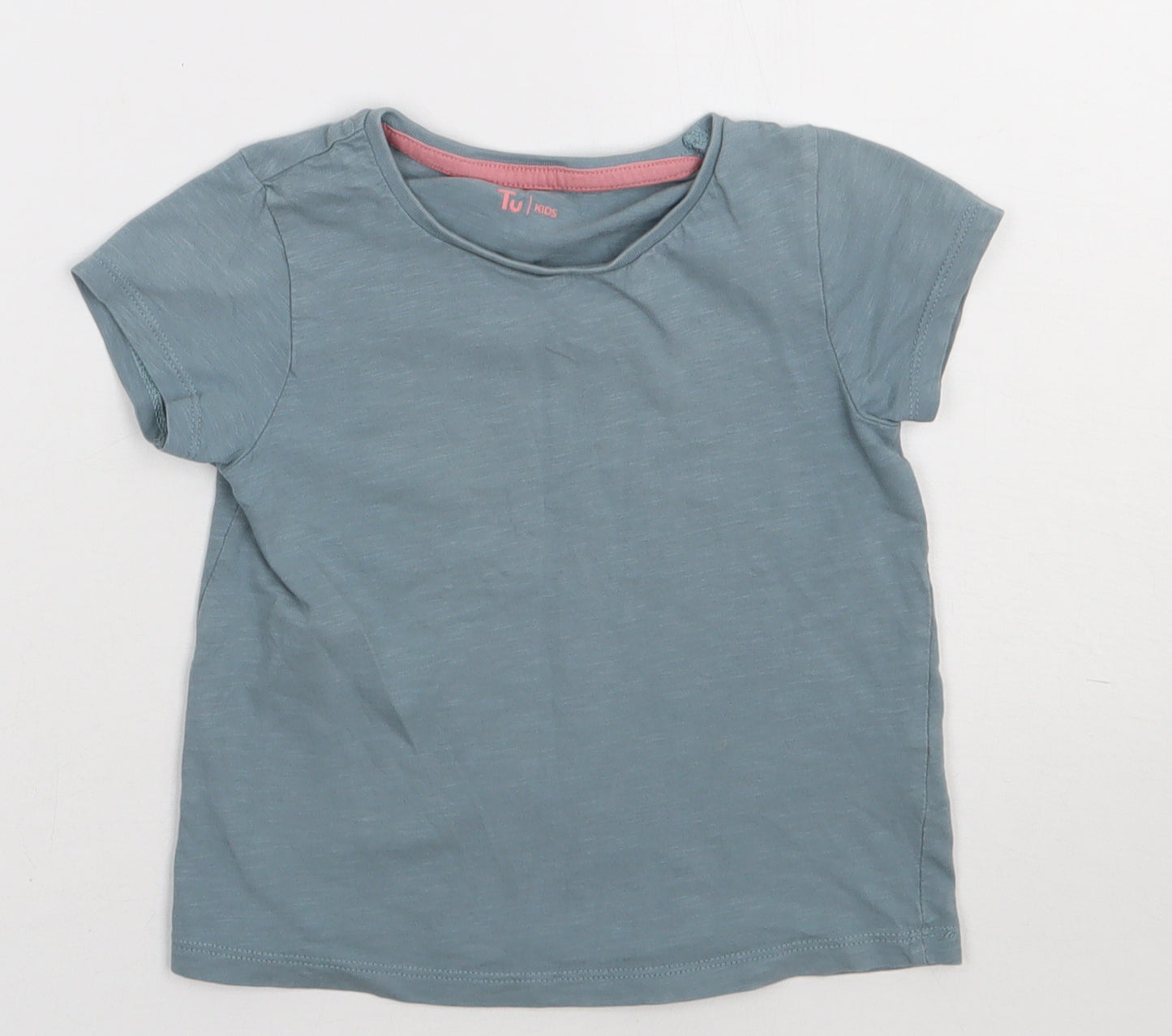 siansburys Girls Grey  Cotton Basic T-Shirt Size 4-5 Years Crew Neck Pullover