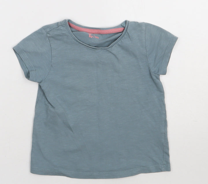 siansburys Girls Grey  Cotton Basic T-Shirt Size 4-5 Years Crew Neck Pullover