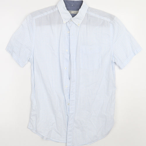 NEXT Mens Blue Geometric Cotton  Button-Up Size S Collared Button