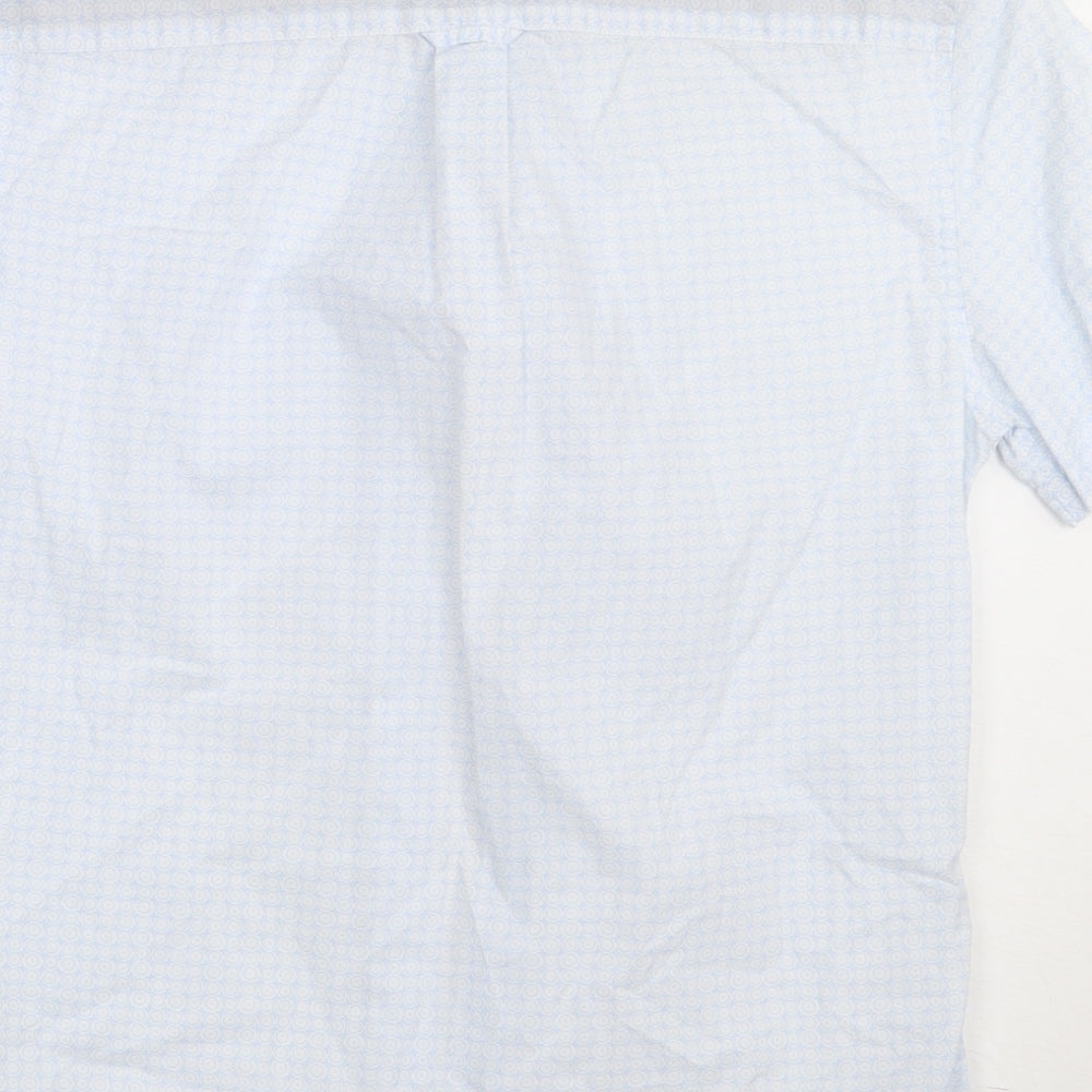 NEXT Mens Blue Geometric Cotton  Button-Up Size S Collared Button