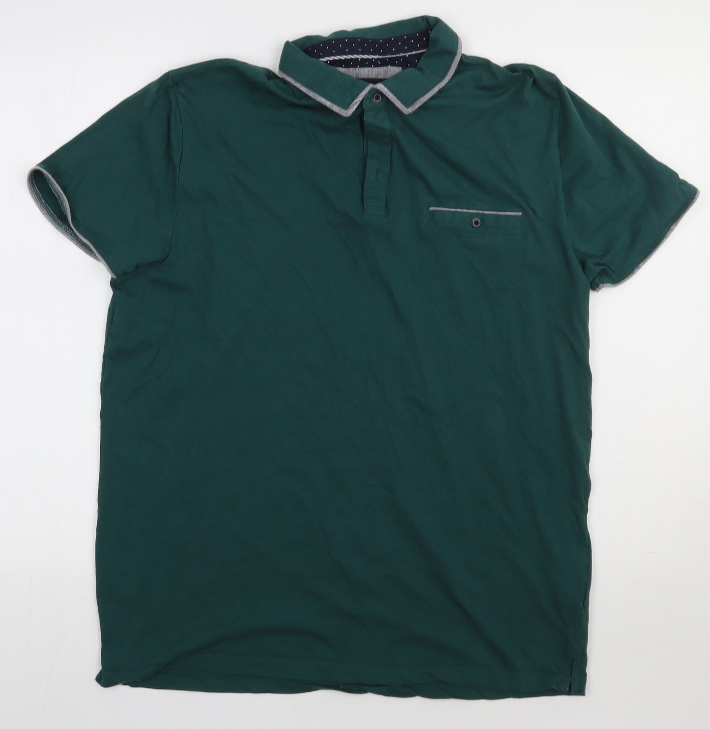 Matalan Mens Green  Cotton  Polo Size XL Collared Button