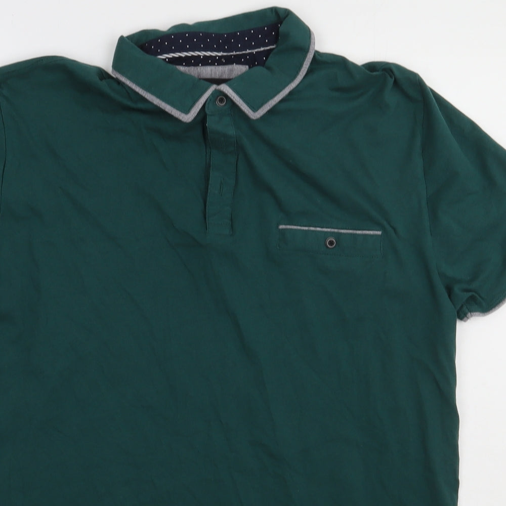Matalan Mens Green  Cotton  Polo Size XL Collared Button