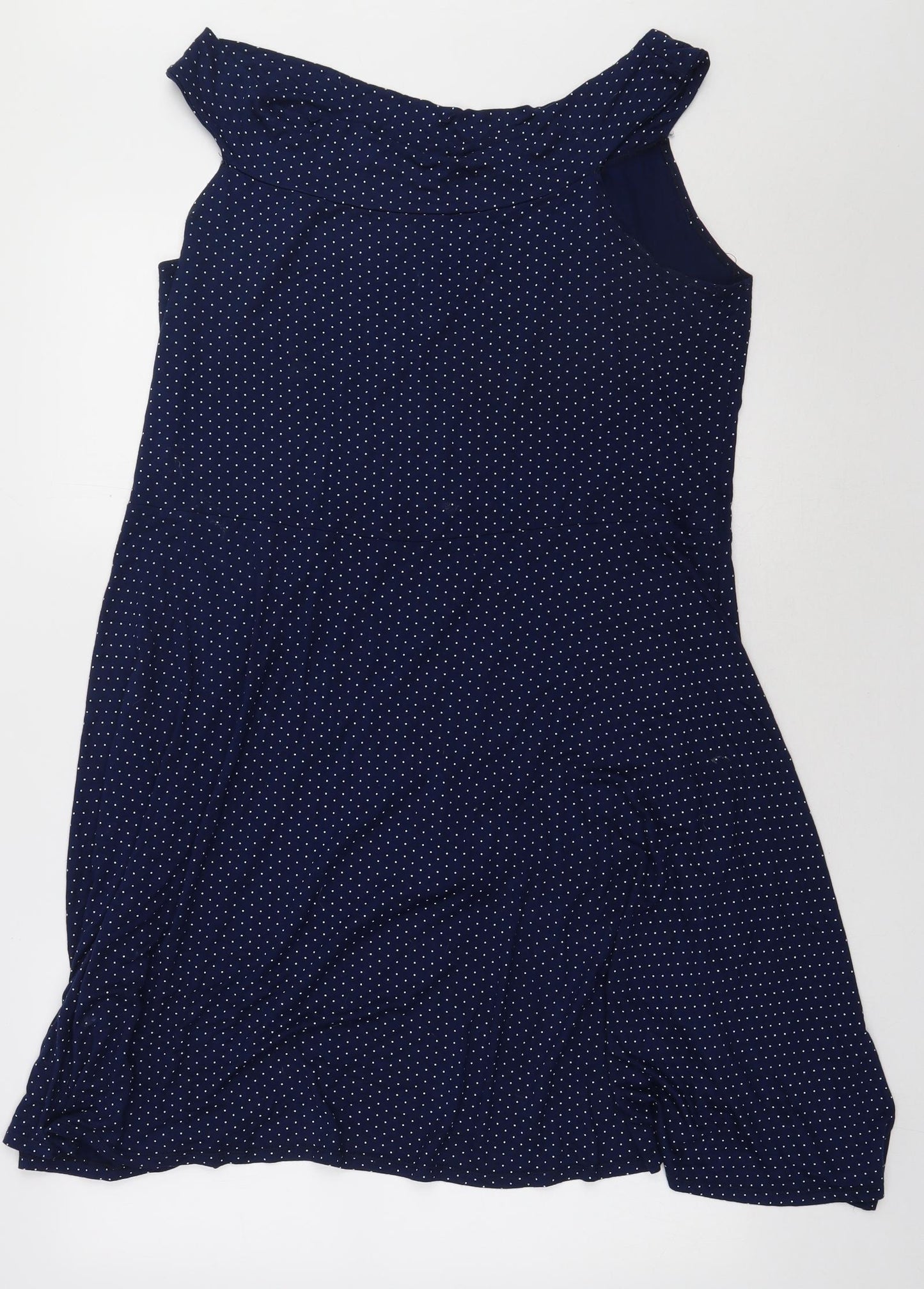 sainsburys Womens Blue Polka Dot Viscose A-Line  Size 20  Boat Neck Pullover