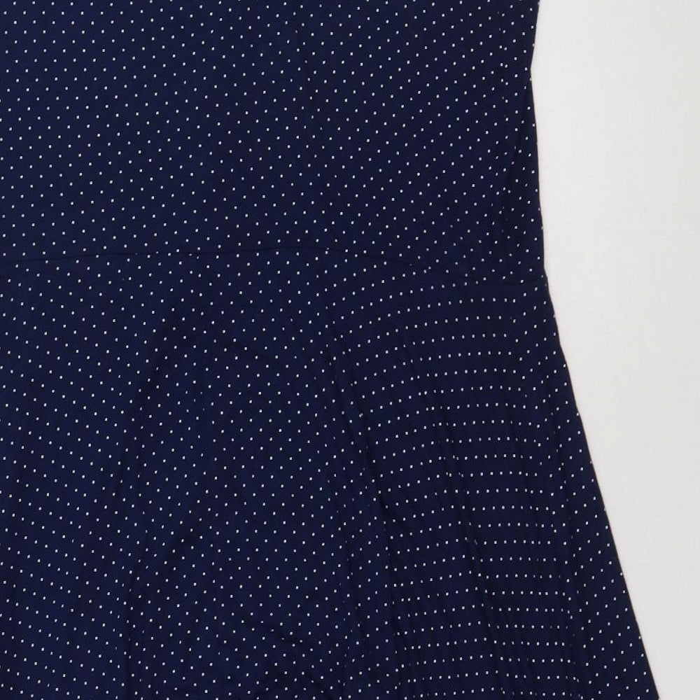 sainsburys Womens Blue Polka Dot Viscose A-Line  Size 20  Boat Neck Pullover