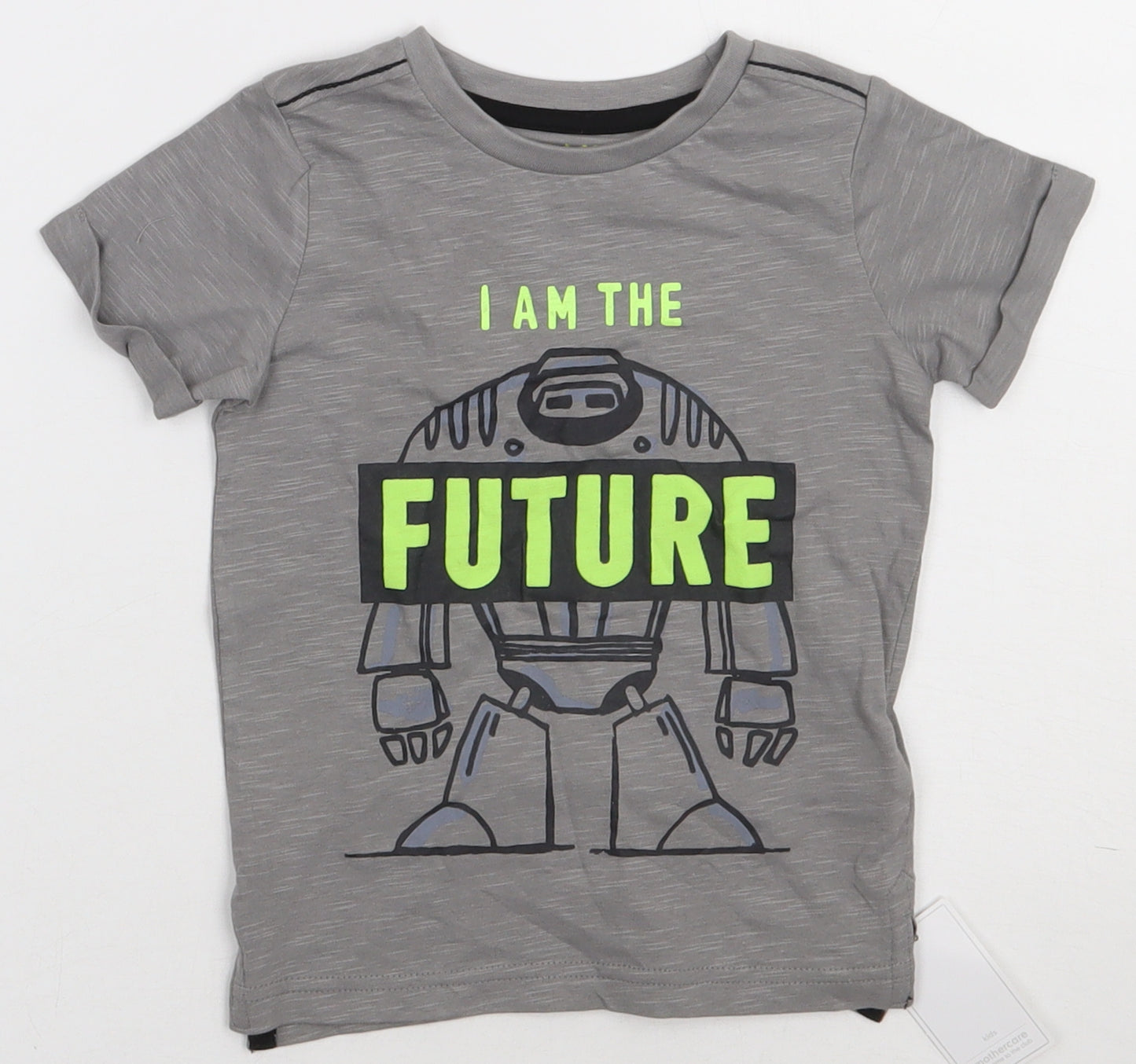 Mothercare Boys Grey  Cotton Basic T-Shirt Size 24 Months Crew Neck Pullover - I am the Future