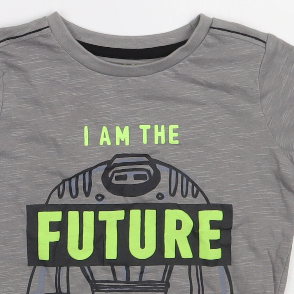 Mothercare Boys Grey  Cotton Basic T-Shirt Size 24 Months Crew Neck Pullover - I am the Future