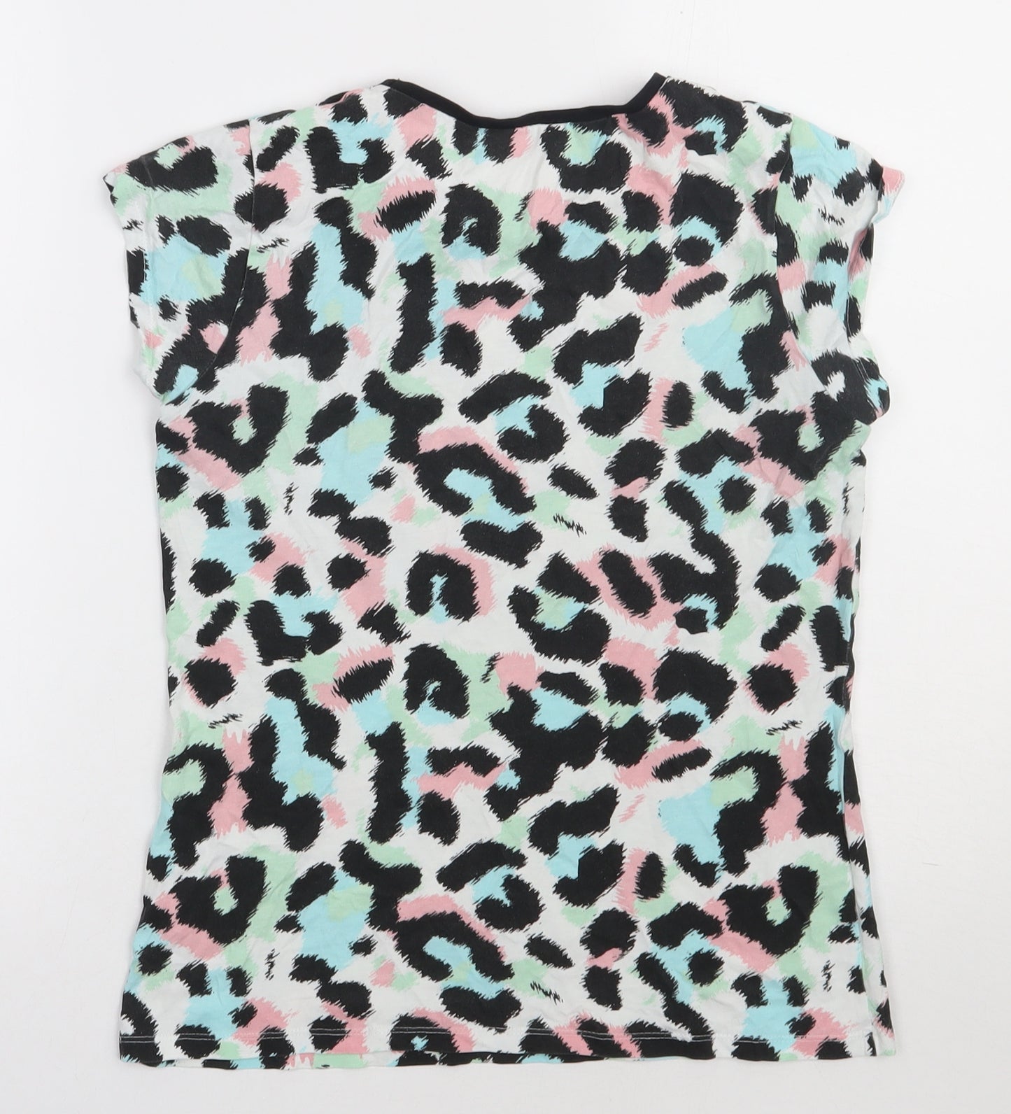 George Girls Multicoloured Animal Print Cotton Basic T-Shirt Size 13-14 Years Crew Neck Pullover