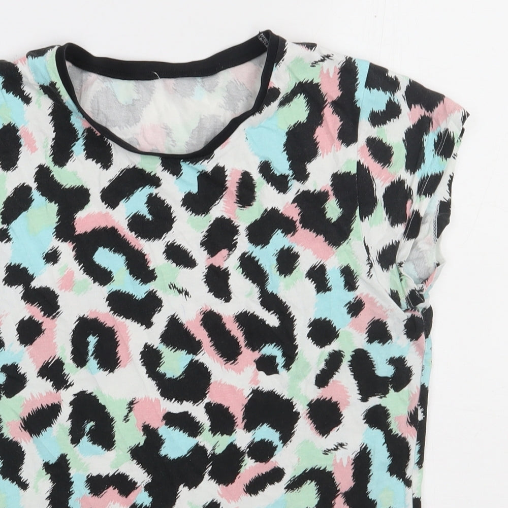 George Girls Multicoloured Animal Print Cotton Basic T-Shirt Size 13-14 Years Crew Neck Pullover