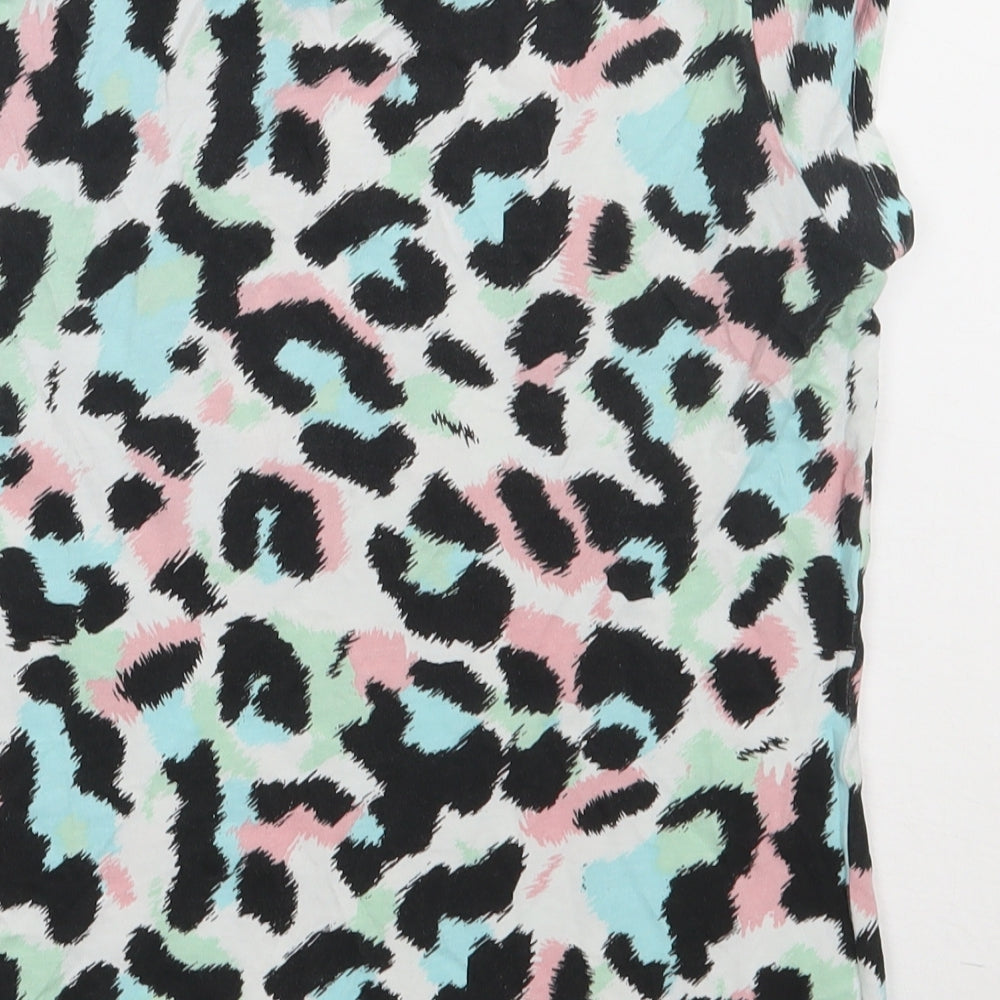 George Girls Multicoloured Animal Print Cotton Basic T-Shirt Size 13-14 Years Crew Neck Pullover