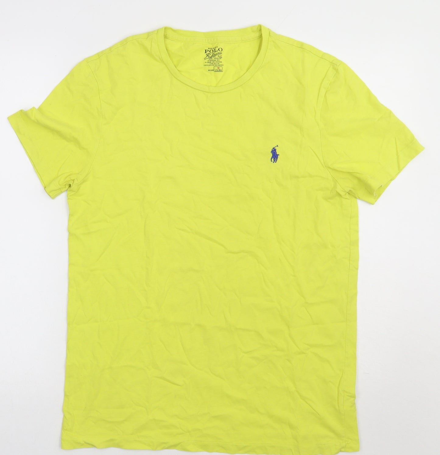 Ralph Lauren Mens Yellow  Cotton  T-Shirt Size M Crew Neck