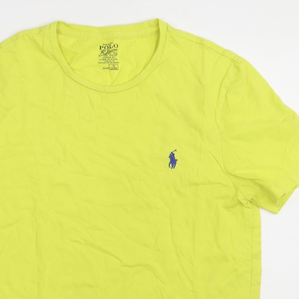 Ralph Lauren Mens Yellow  Cotton  T-Shirt Size M Crew Neck
