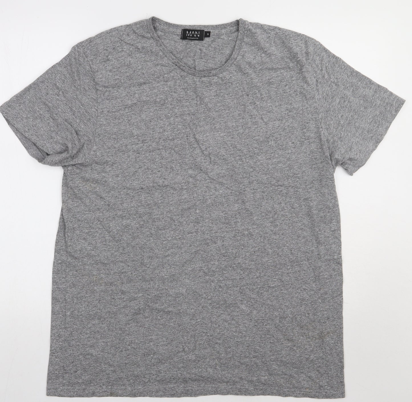 Boohoo Mens Grey  Cotton  T-Shirt Size S Crew Neck