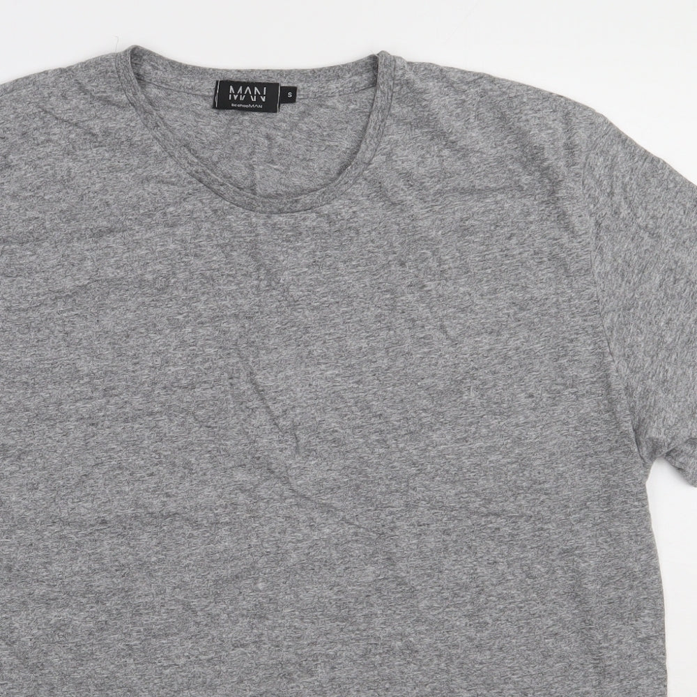 Boohoo Mens Grey  Cotton  T-Shirt Size S Crew Neck