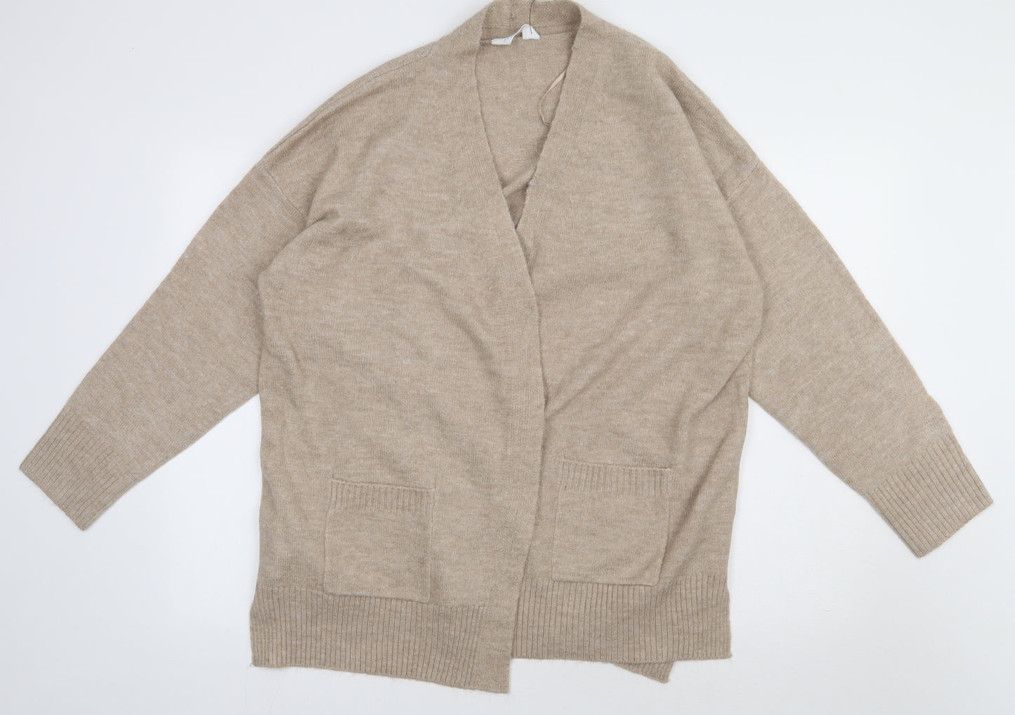Primark Womens Beige V-Neck  Acrylic Cardigan Jumper Size M