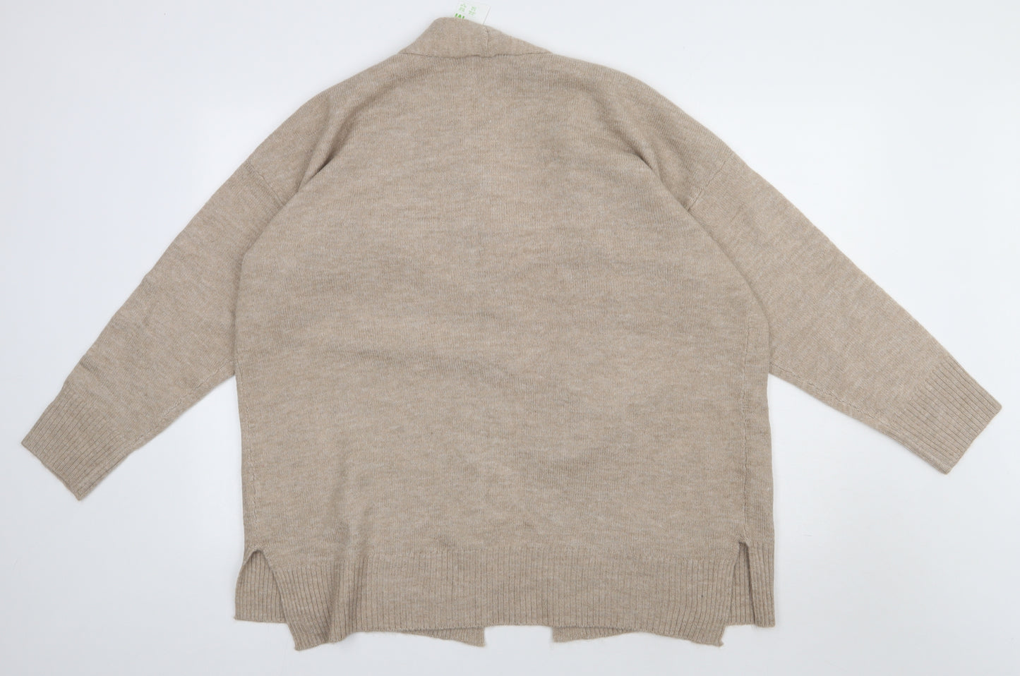 Primark Womens Beige V-Neck  Acrylic Cardigan Jumper Size M
