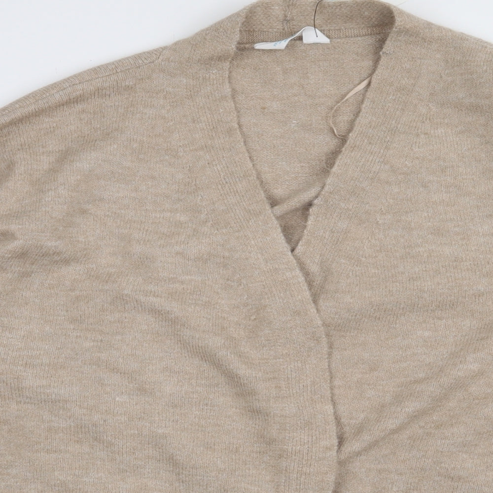 Primark Womens Beige V-Neck  Acrylic Cardigan Jumper Size M